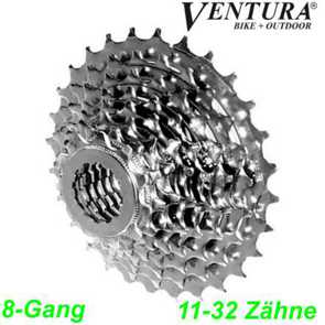 Kassette Ventura 8-G 11-32 Zhne silber CS Shimano kompatibel Fahrrad Velo E-Bike Ersatzteile