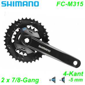 Shimano Kettenrad 2x7/8 4K FC-M315 KL48.8 / 51.8 175-36/22 Schwarz o.H. Ersatzteile Balsthal