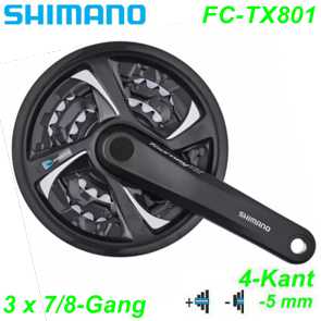 Shimano Kettenrad 3x7/8 4K FC-TX801 170/175-42x34x24 schwarz Box -5mm Ersatzteile Balsthal